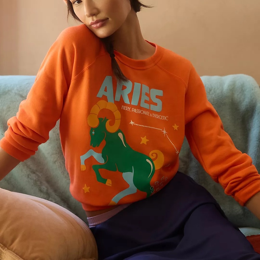 Aries Graphic Orange Sweater